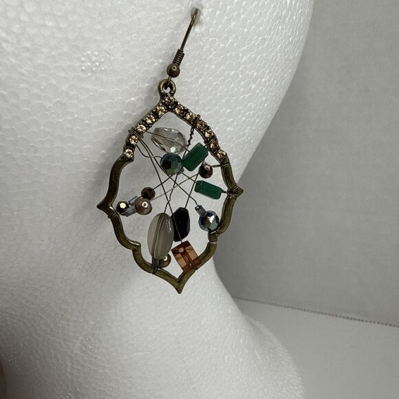 Juneau Metalworks‎ Hand Crafted Earrings Bronze Copper & Brass Wire Beaded Boho - Picture 4 of 5